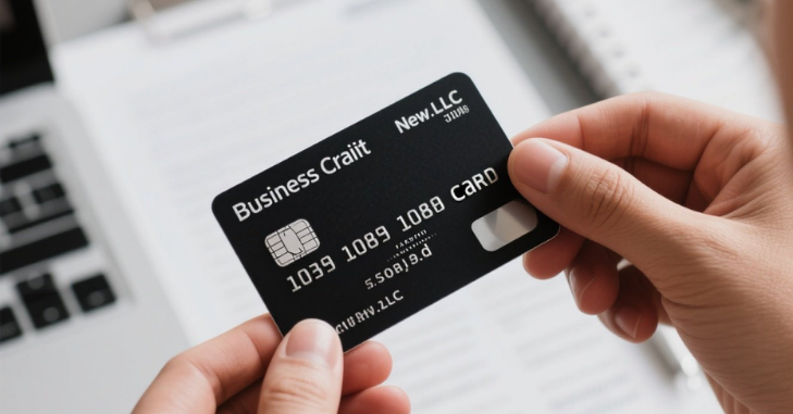 Business card being used for a company purchase