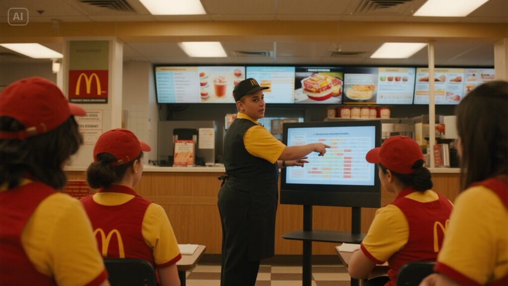 Restaurant manager leading a shift team
