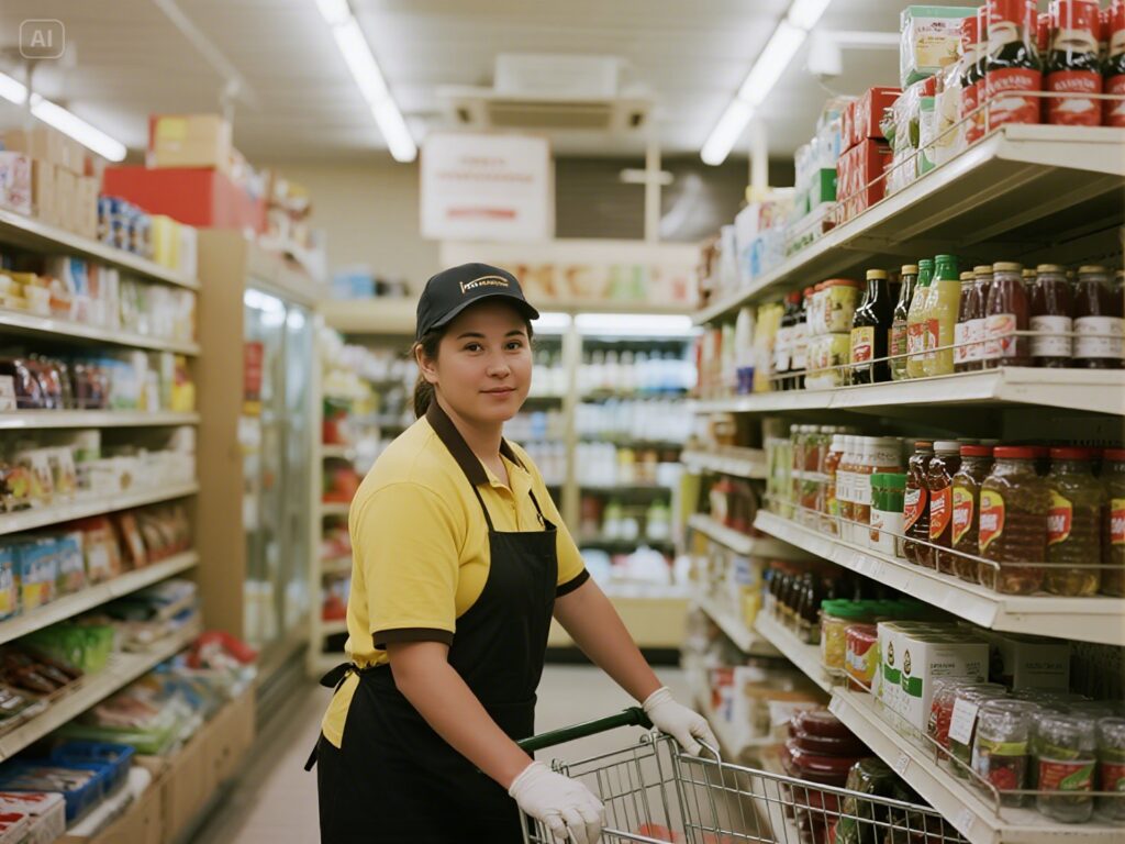 Teen working in a retail and food service role