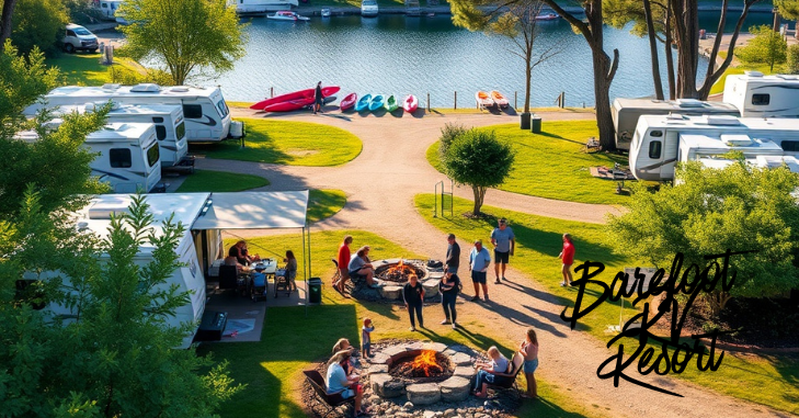 RV resort location and surrounding waterfront setting